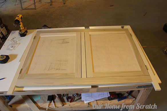 Connect these two marks with a line. Install Cabinet Doors