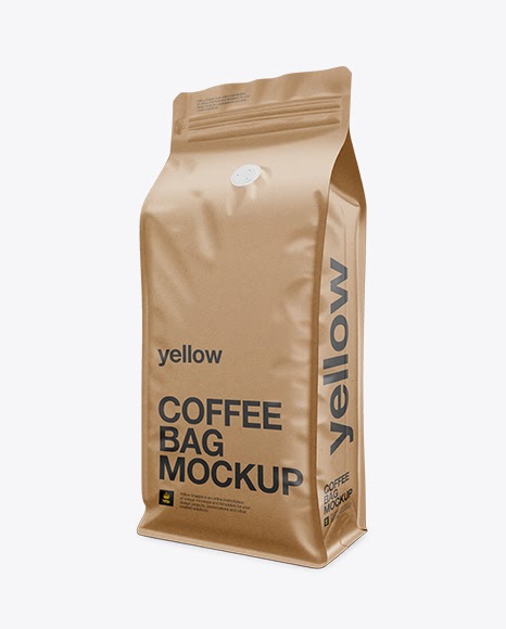 Download Kraft Paper Coffee Bag Mockup / Front 3/4 View Packaging ...