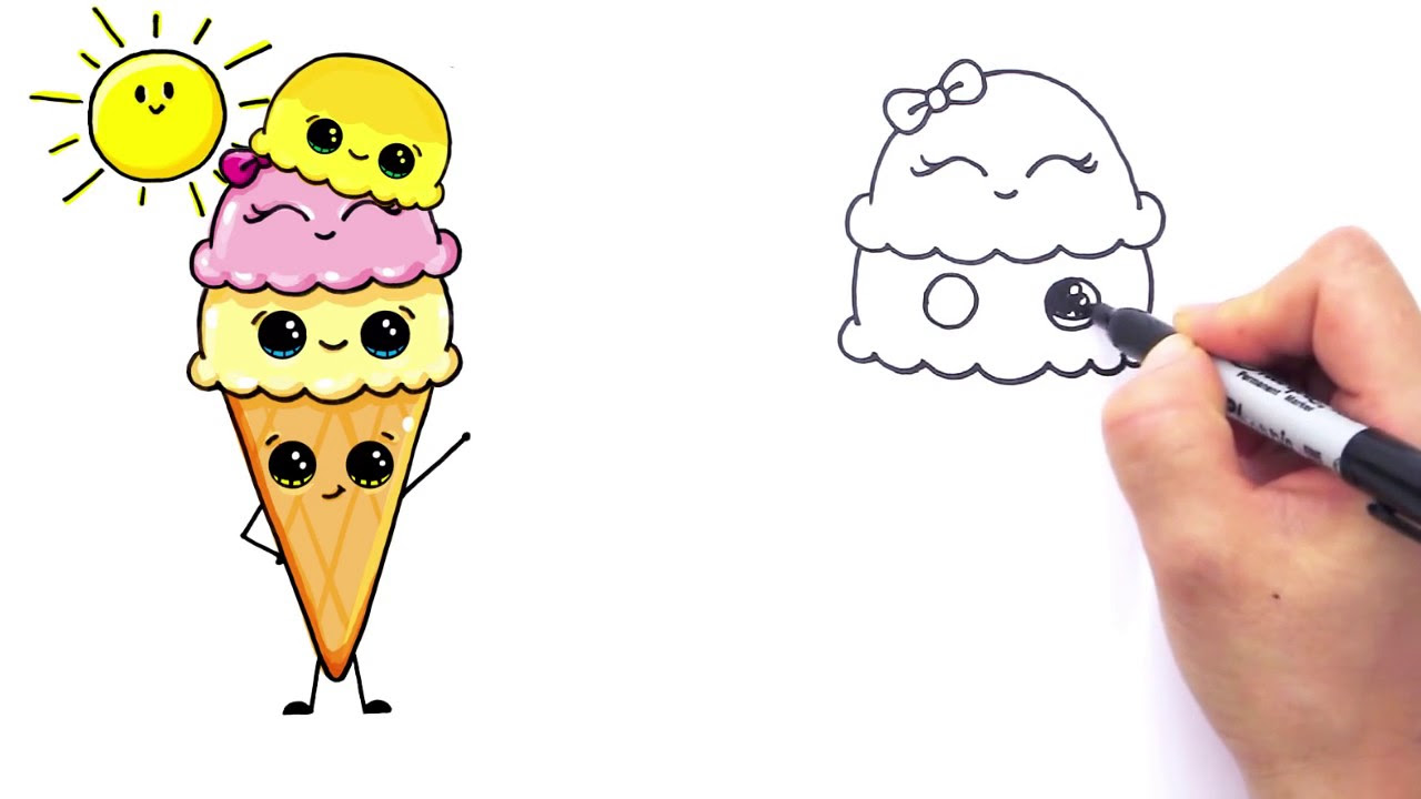 Cute Ice Cream Sundae Drawings - Foto Kolekcija