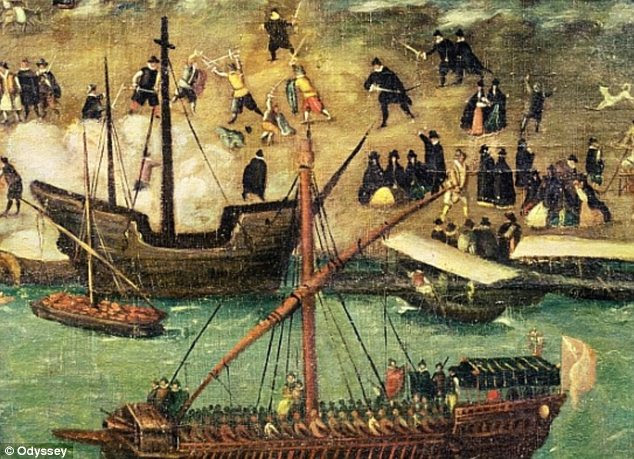 Galleon: This image of 16th-century Seville shows a ship similar to that lost in the Gulf of Mexico