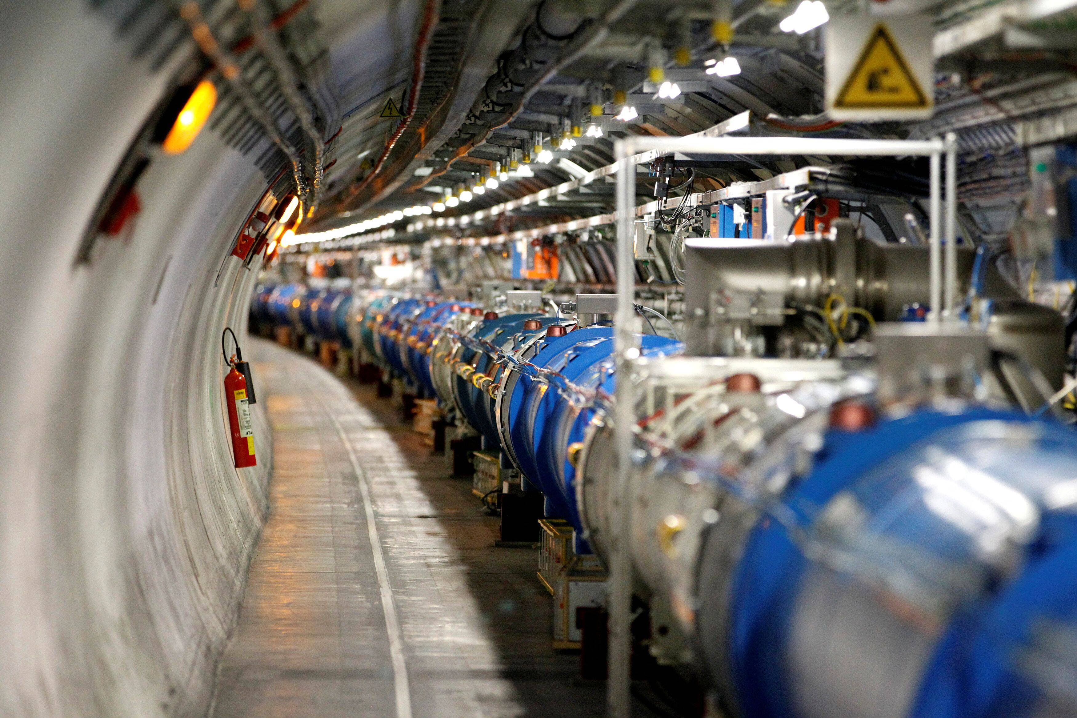 FILE PHOTO: A general view of the Large Hadron Collider (LHC) experiment is seen during a media visit at the Organization for Nuclear Research (CERN) in the French village of Saint-Genis-Pouilly near Geneva in Switzerland, July 23, 2014. REUTERS/Pierre Albouy/File Photo