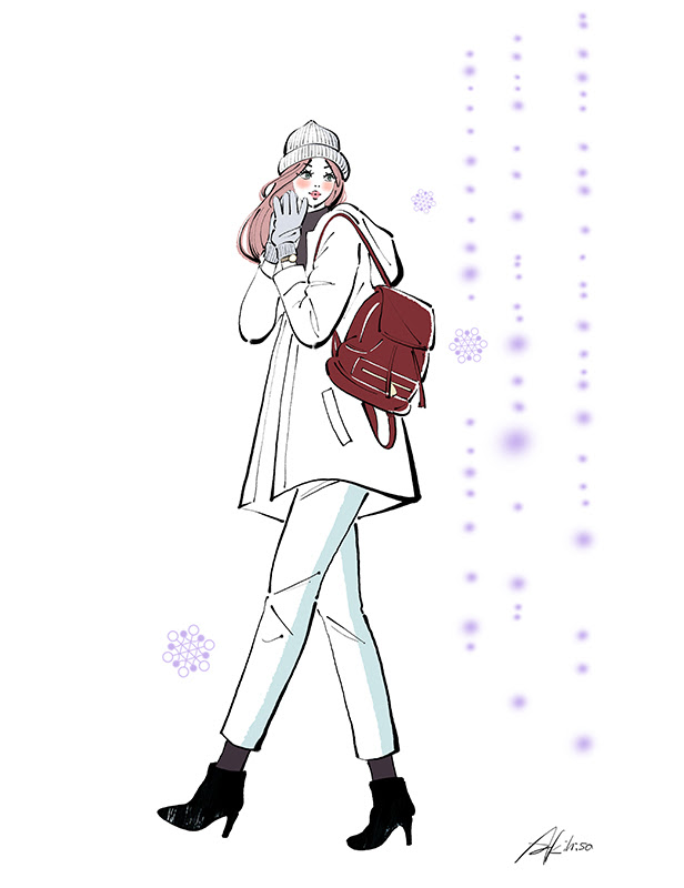 無料イラスト画像 上歩く 女の子 イラスト