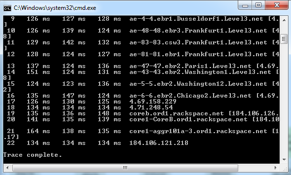 Γραμμή εντολών Traceroute