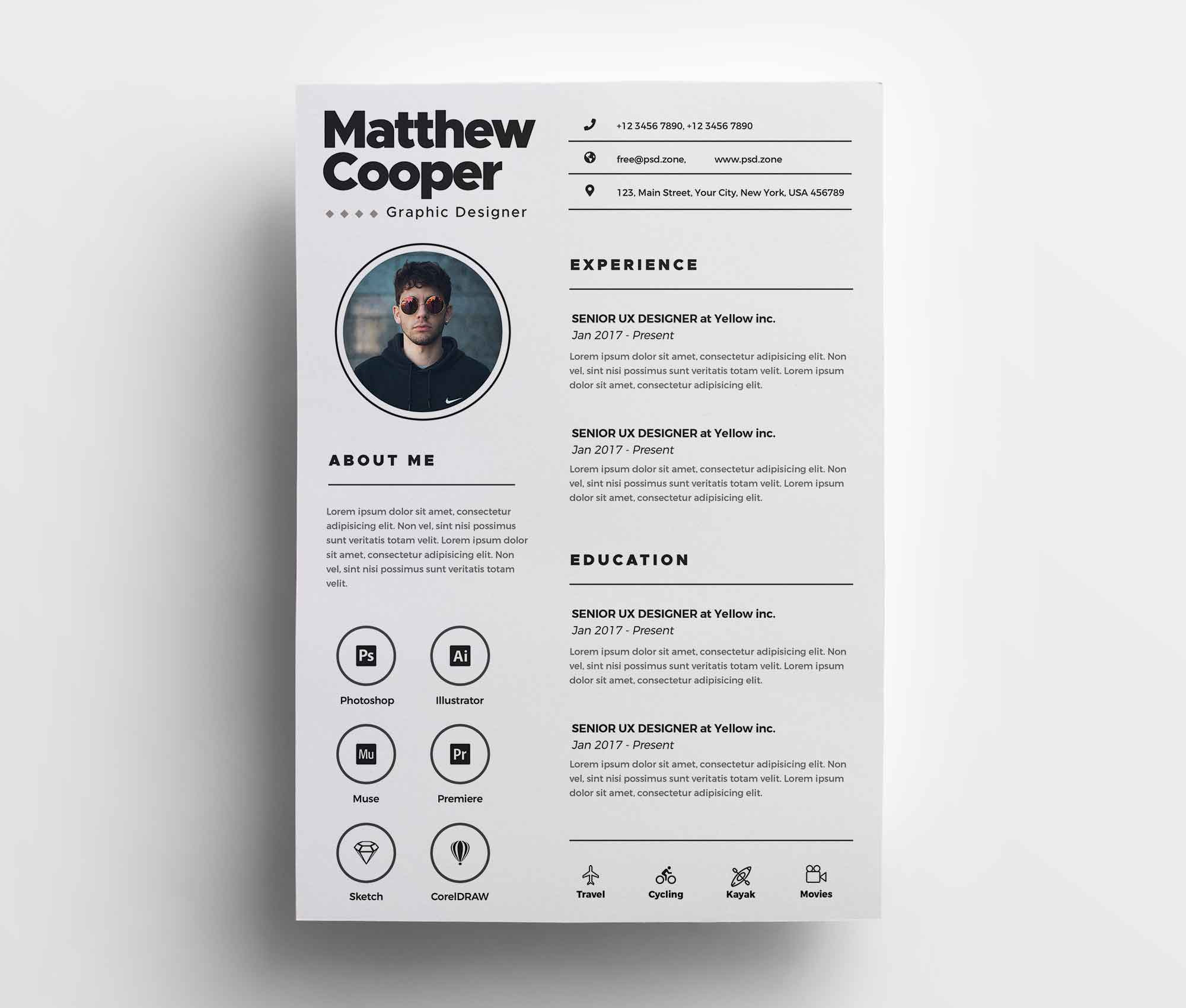 Personalize this template to reflect your accomplishments and create a professional quality cv or resume. Free Clean Cv Template Psd