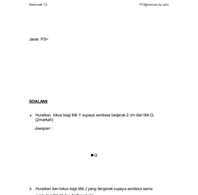 Soalan Lokus Matematik Tingkatan 2 - Persoalan o