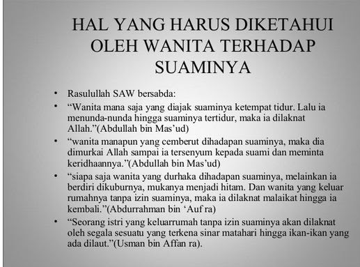 Hukum istri pergi meninggalkan rumah dan melawan suami dalam Islam