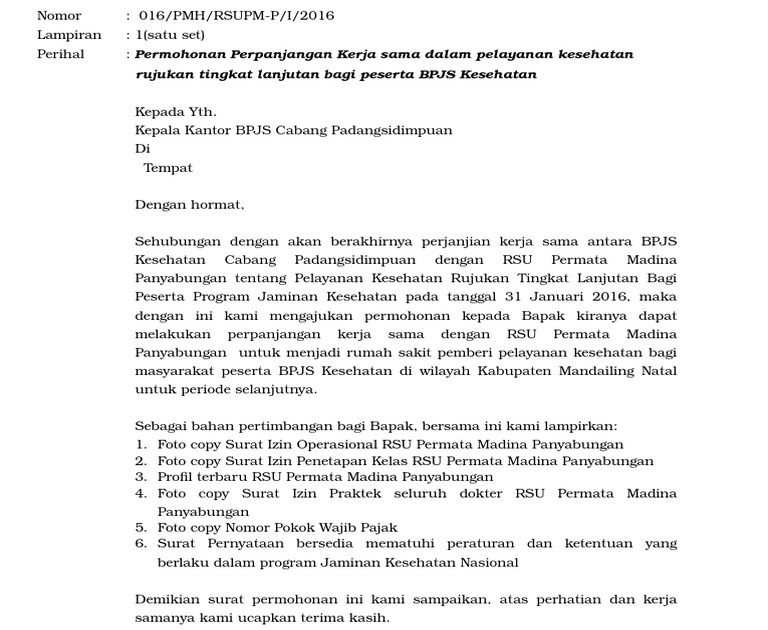 Contoh Surat Perjanjian Kerjasama Klinik Dengan Rumah Sakit  Kumpulan