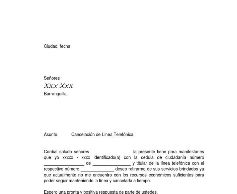 Carta Solicitud De Linea Telefonica Cantv - p Carta De