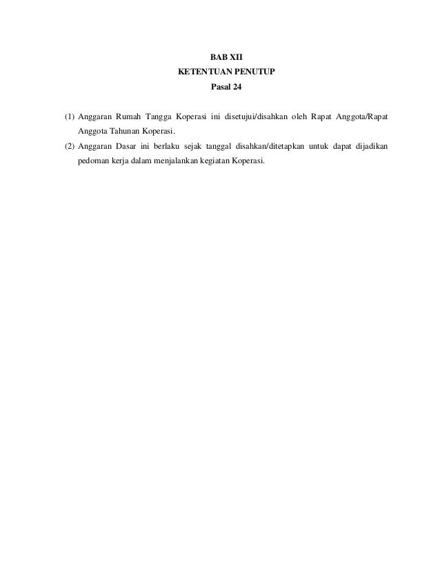 Contoh Ad Dan Art Koperasi Karyawan - Contoh II