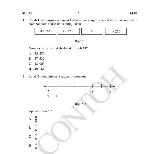 Soalan Contoh Matematik Upsr - Contoh Nyah