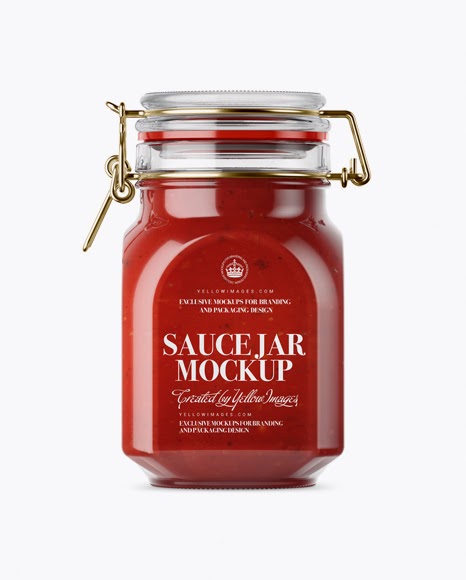 Download 900ml Salsa Sauce Glass Jar w/ Clamp Lid Mockup | Free Mockups Online Tools