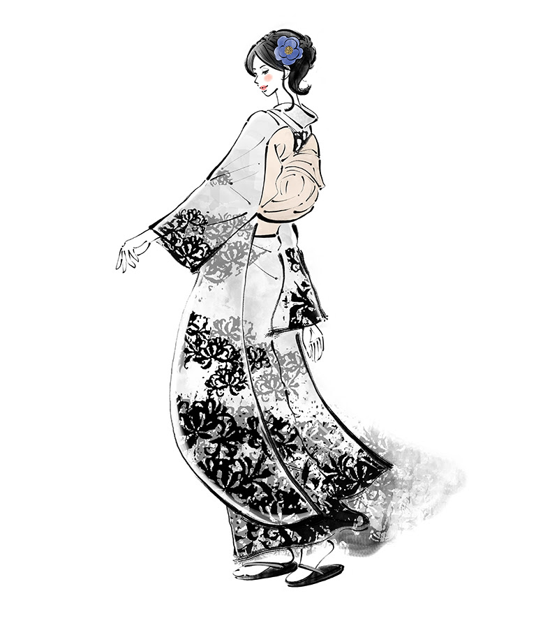 ロイヤリティフリー着物 横向き イラスト 女 ただのディズニー画像