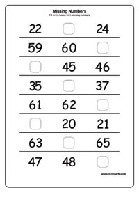 Filling in missing numbers on a number line to 50 worksheet. Kindergarten Math Missing Numbers Worksheets Activity Sheets For Kindergarten Teachers Resources