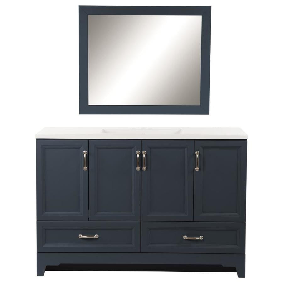 Bathroom vanities have the ability to transform your powder room into a space of luxury. Style Selections 48 In Navy Blue Single Sink Bathroom Vanity With White Cultured Marble Top Mirror Included In The Bathroom Vanities With Tops Department At Lowes Com
