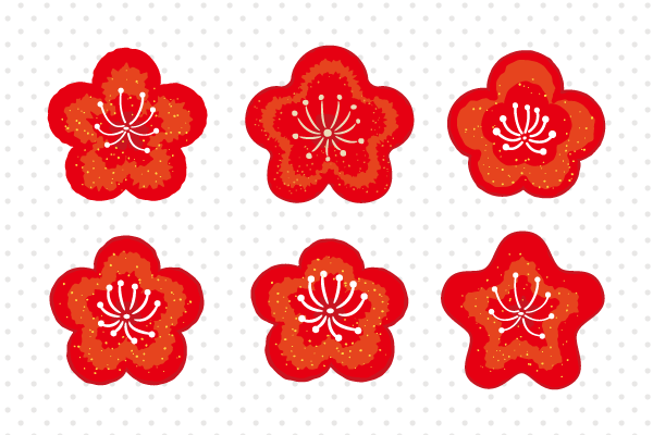 ぜいたく梅 イラスト 手書き 美しい花の画像