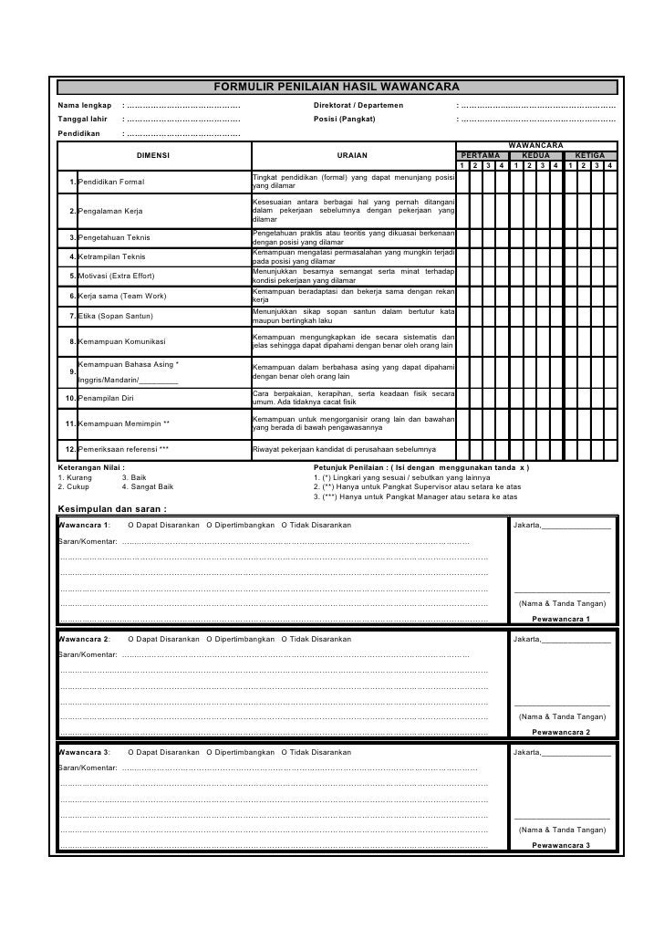 Contoh Formulir Biodata Karyawan - Contoh IK