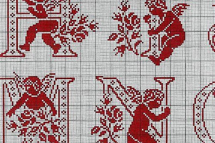 Point De Croix Toile Imprimée Abecedaire : Point De Croix Toile Imprimée Abecedaire : Boulet Doré ... - Broderie modele point de croix anagram sampler 4 saisons.