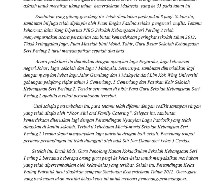 Contoh Karangan Laporan Sekolah Menengah - 600 Tips