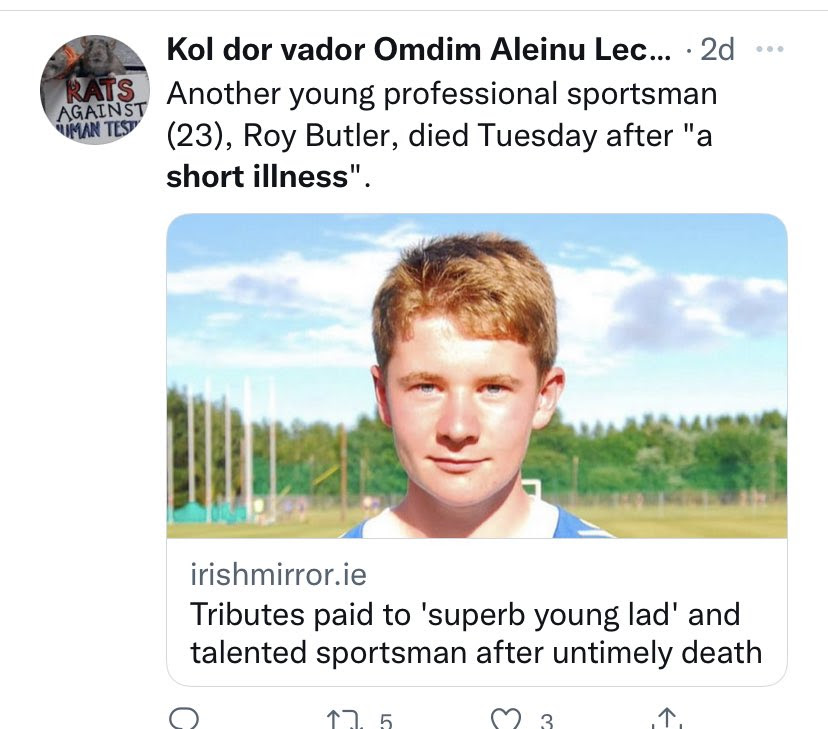 Tweet about Dead athletes Five