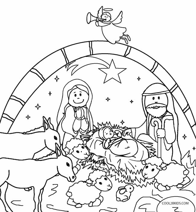 printable nativity scene coloring pages for kids cool2bkids