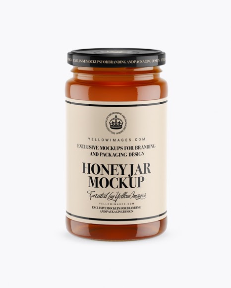 Download Honey Jar Mockup - Front View (High-Angle Shot) PSD Template