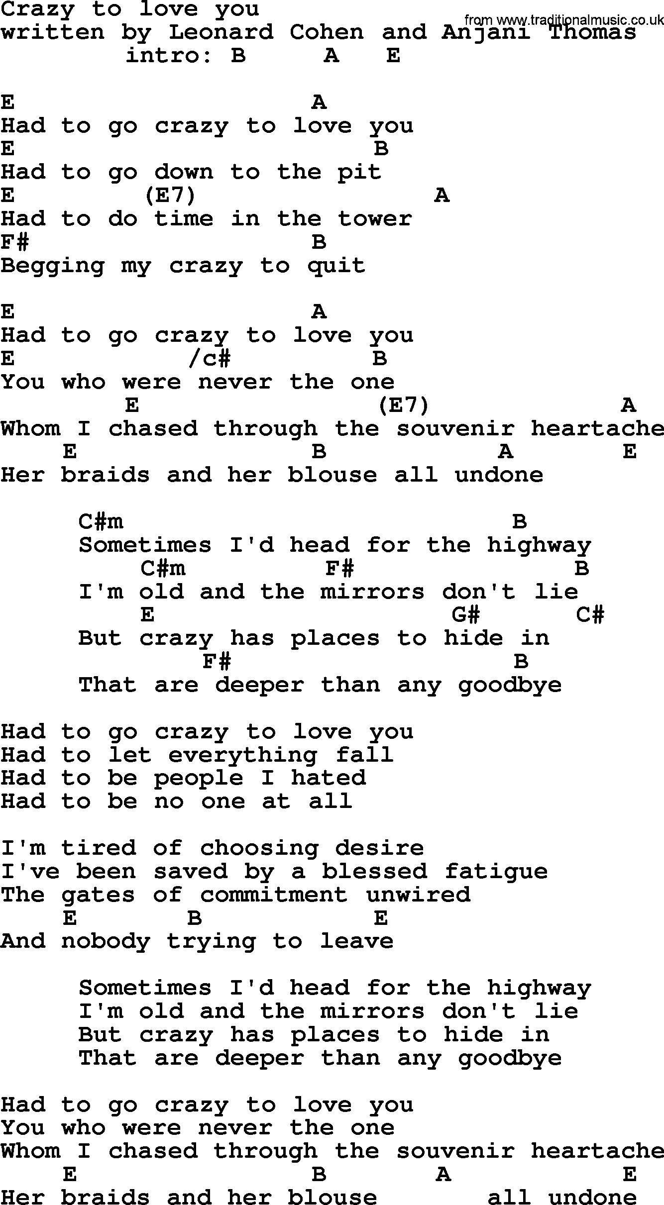 Crazy For You With Lyrics Crazy Loe