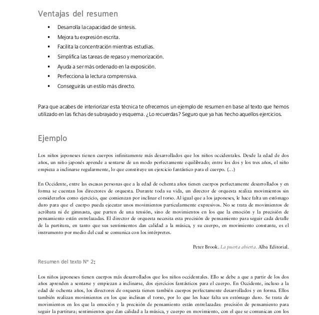Ejemplos De Resumen En Español - Resumen Concepto Tipos ...