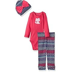 Gerber Baby Baby Girls' 3 Piece Bodysuit, Cap, and Pant Set