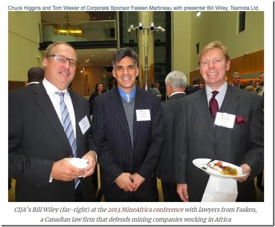 William Willey - Tsamota-CIJA - met Fasken Martineau, advocatenbureau mijnbouw. Chuck Higgins (l) en Tom Wexler (m)