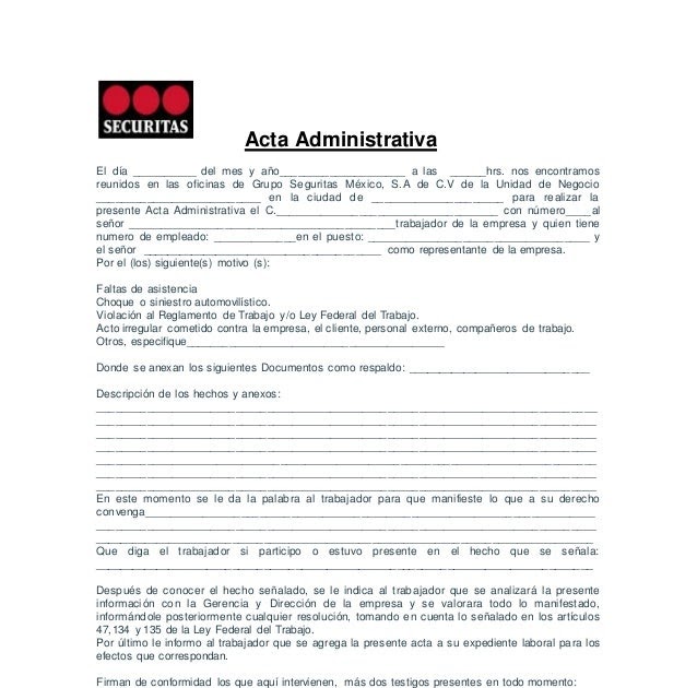 Acta Administrativa De Hechos Formato - New Sample n