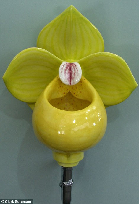 Yellow Lady's Slipper Orchid Urinal $7900