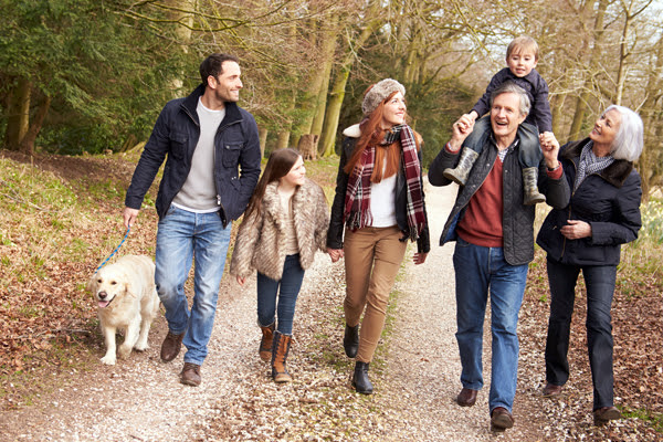 A family hiking together.