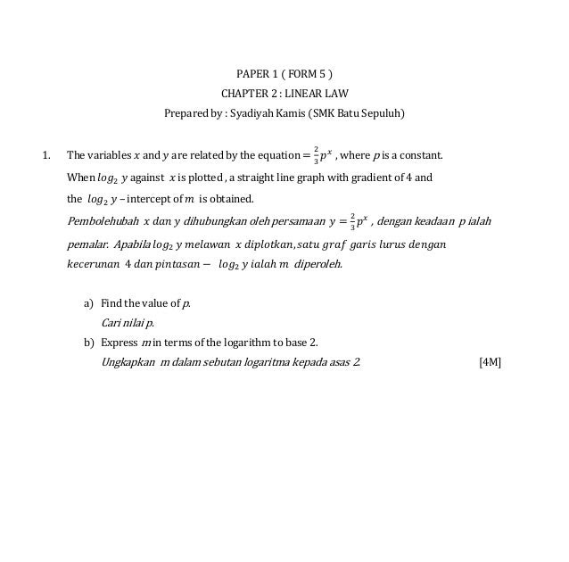 Soalan Add Math Form 5 - Kecemasan h