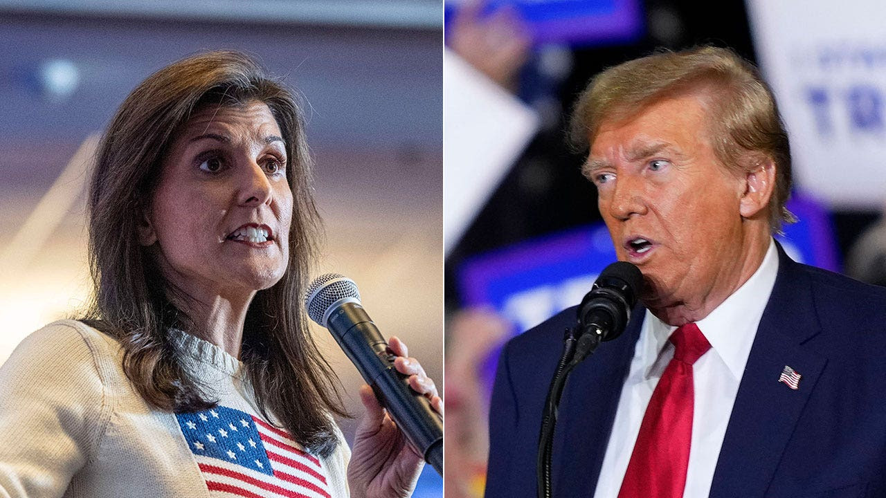 Nikki Haley and former President Trump side by side. Both are campaigning in New Hampshire ahead of the primaries. (Getty Images/ AP)