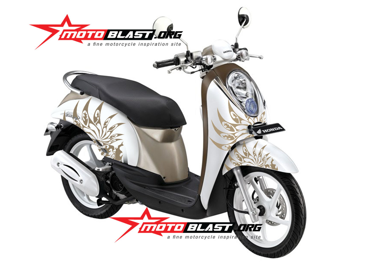 Modif Striping Honda Scoopy White Tribal Mania MOTOBLAST