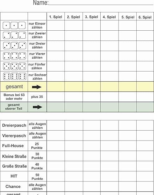 Kniffel Vorlagen Zum Drucken - KNIFFELBLOCK KOSTENLOS DOWNLOADEN - Kniffel vorlage (excel ...