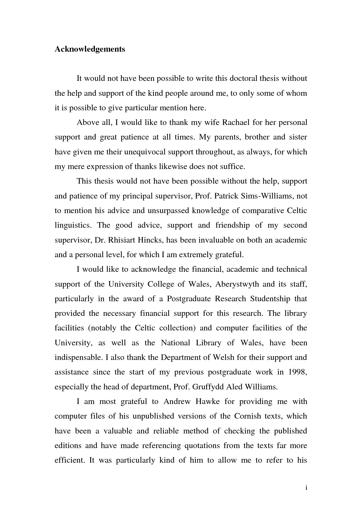 Master thesis - Acknowledgement sample