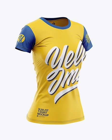 Download Womens Slim-Fit T-Shirt Front Half-Side View Jersey Mockup ...