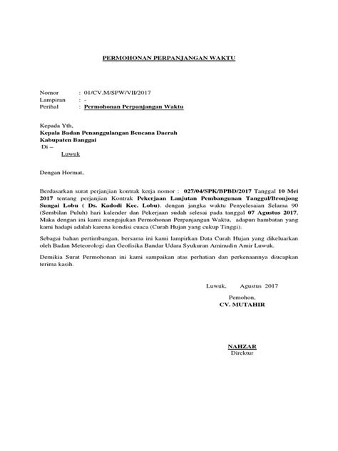 Surat mohon lanjut tempoh hantar assignment. Contoh Surat Kontrak Kerja Untuk Security Blogversations Com