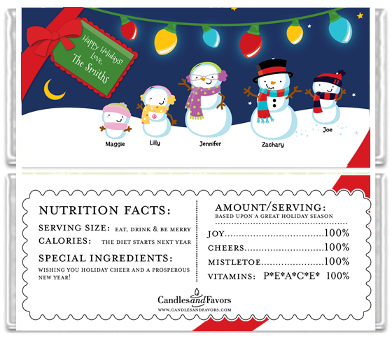 700 x 1000 jpeg 304 кб. Snowman Family With Lights Christmas Candy Bar Wrappers Candles Favors
