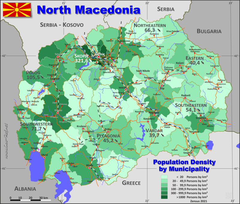 Skopje, the capital, sits in the mountainous north, close to kosovo and. North Macedonia Country Data Links And Map By Administrative Structure