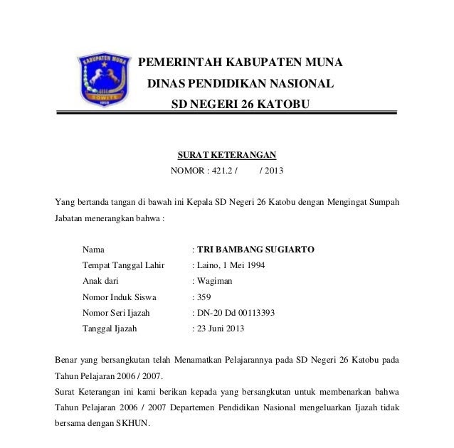 Contoh Surat Pernyataan Ijazah Ditahan Jawkosa