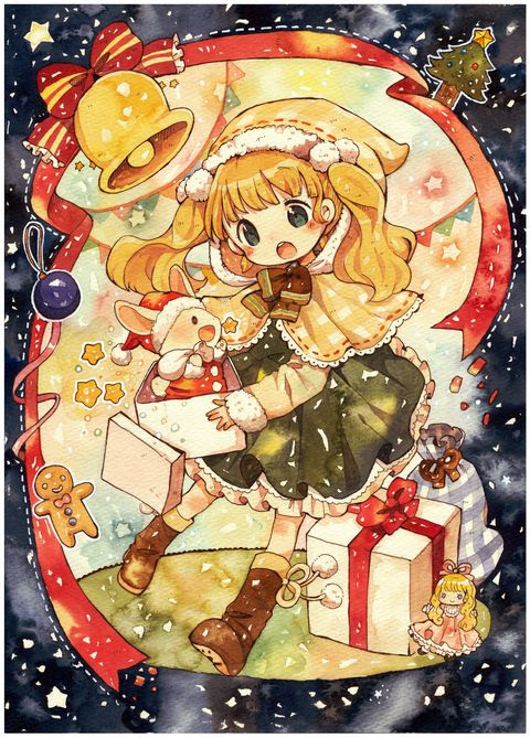 無料印刷可能クリスマス イラスト 女の子 かわいい アニメ画像