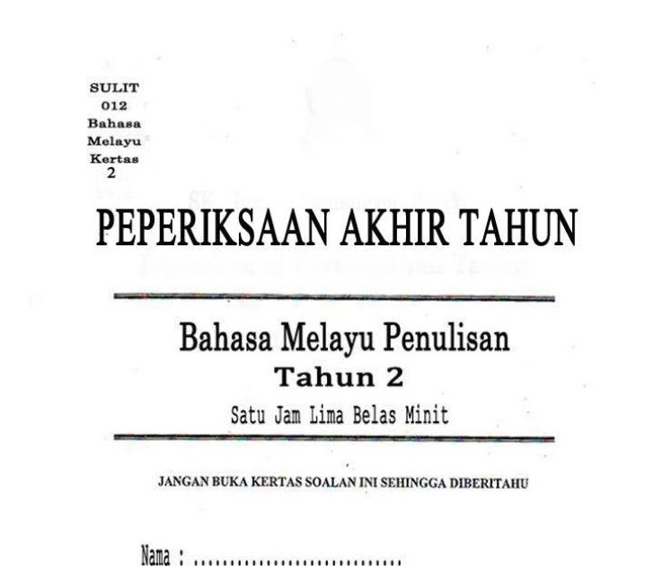 Contoh Soalan Akhir Tahun Bahasa Melayu Tahun 1 - Jalan 
