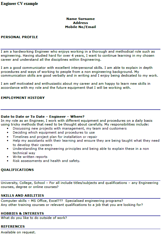 Build the ultimate cv with help from our successful engineer cv examples. Engineer Cv Example Icover Org Uk Icover Org Uk