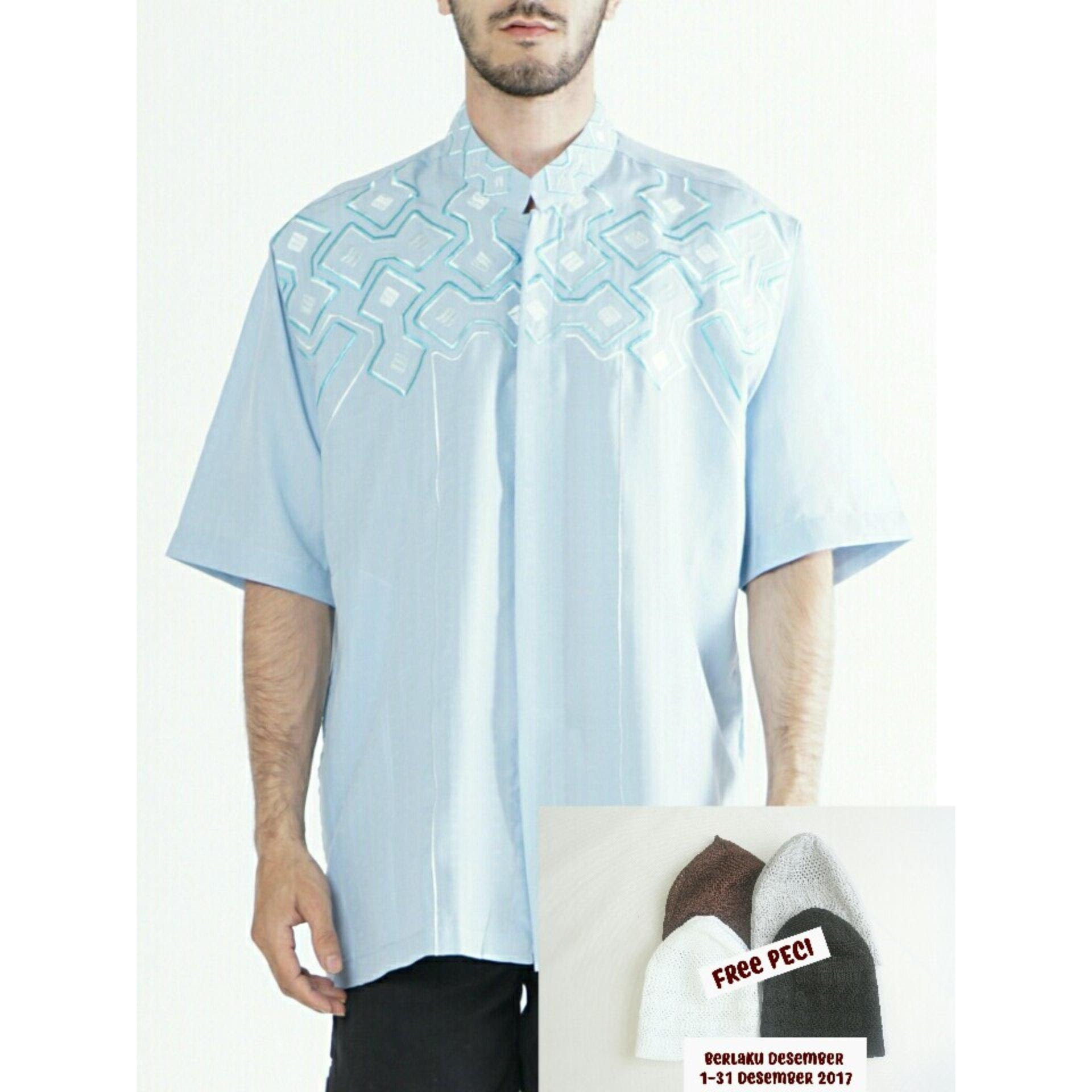 BELI MURAH HARGA DISKON Baju  Koko  Pria Abu Abu Bordir 