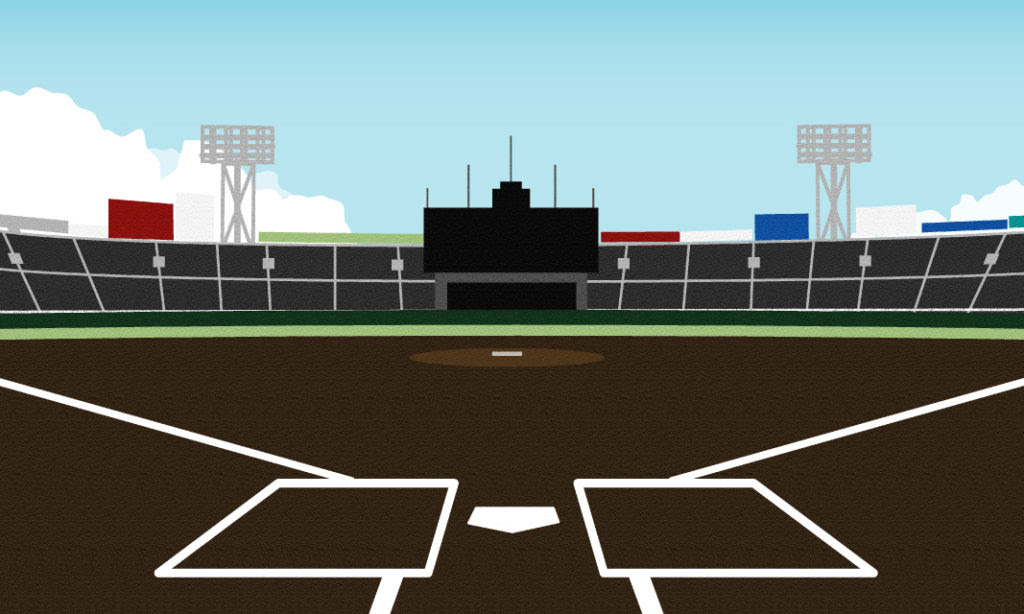無料イラスト画像 綺麗な野球 グラウンド 野球 イラスト フレーム