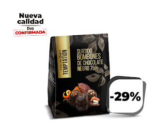 Bombones de chocolate negro 75% Dia Temptation 180g