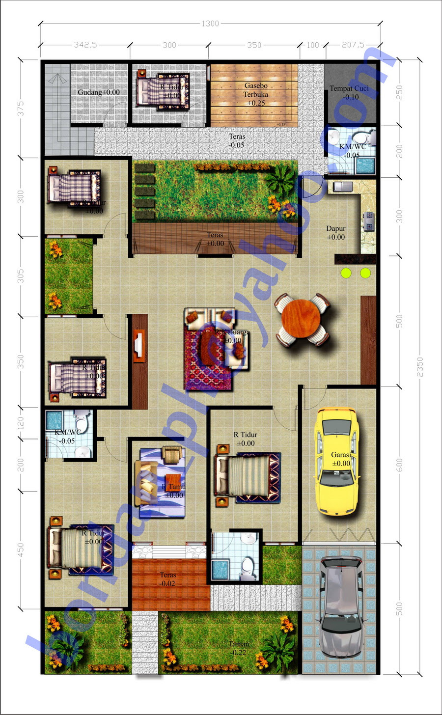 Desain Denah Rumah Minimalis 3 Kamar