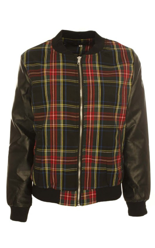  Flo Tartan Bomber Jacket in Black 